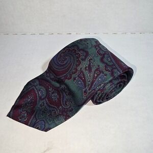 VINTAGE Maroon & Teal Paisley WEMBLEY SILKS Neck Tie‎